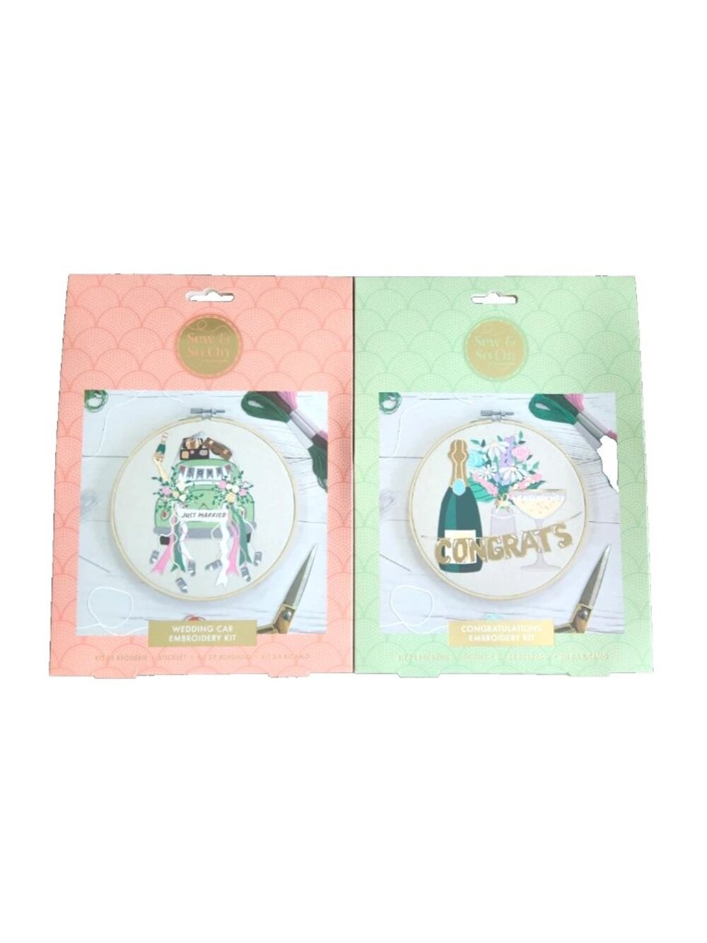 ✨2 Kits CONGRATS + JUST MARRIED Sew & So On DIY Embroidery SET Sewing Decoration